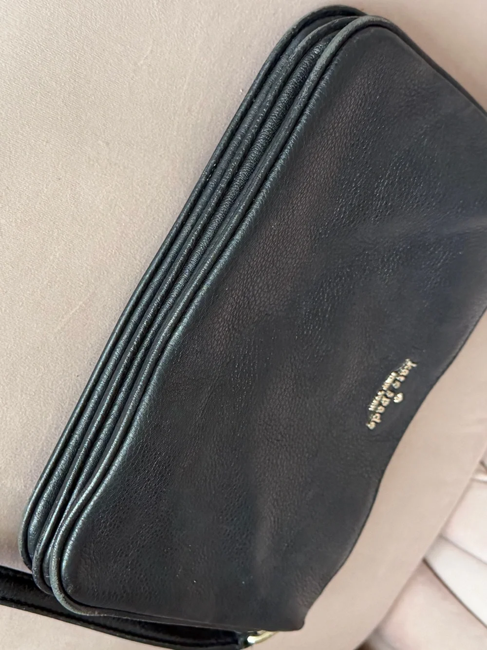 Kate Spade ♠️ Jackson Triple Gusset Black Leather Crossbody
